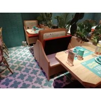 長沙嘟嘟泰國小館案例卡座沙發帶儲物柜顏色定制